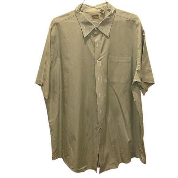 L.L. Bean Cotton Shirt - pale green stripes - XL - Picture 3 of 6